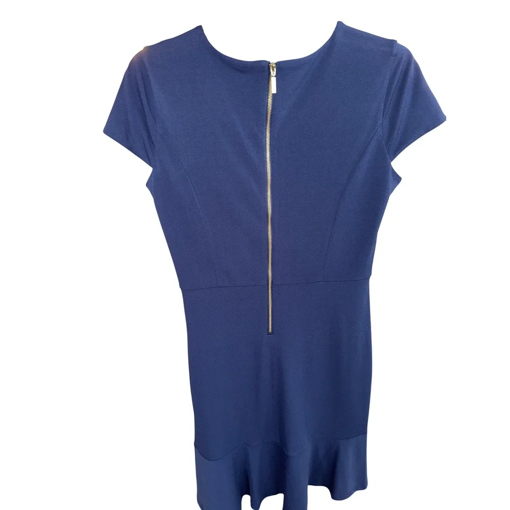 MICHAEL KORS TRUE NAVY Sheath Dress with Ruffle Hem Size M NEW‎